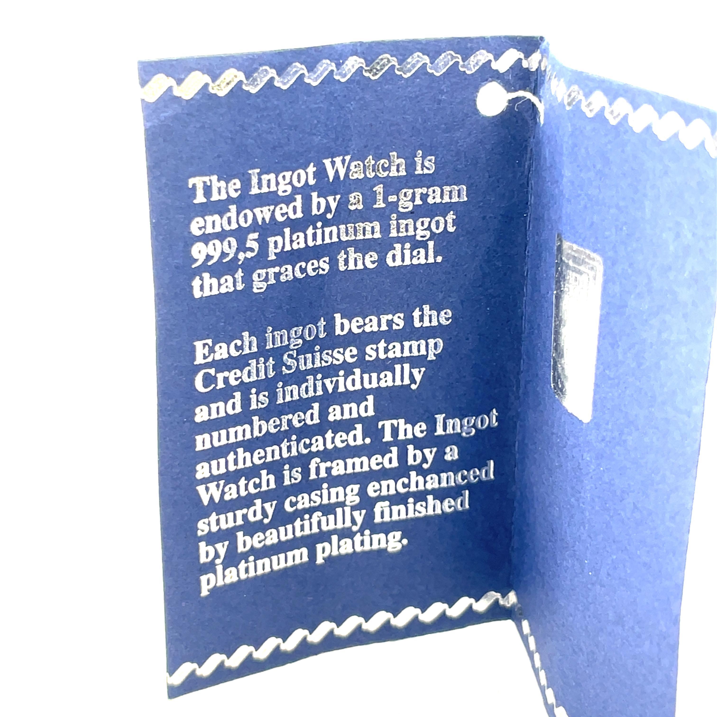 Swiss Credit Suisse 1g 999.5 Purity Platinum Ingot Classic Watch For Sale 4