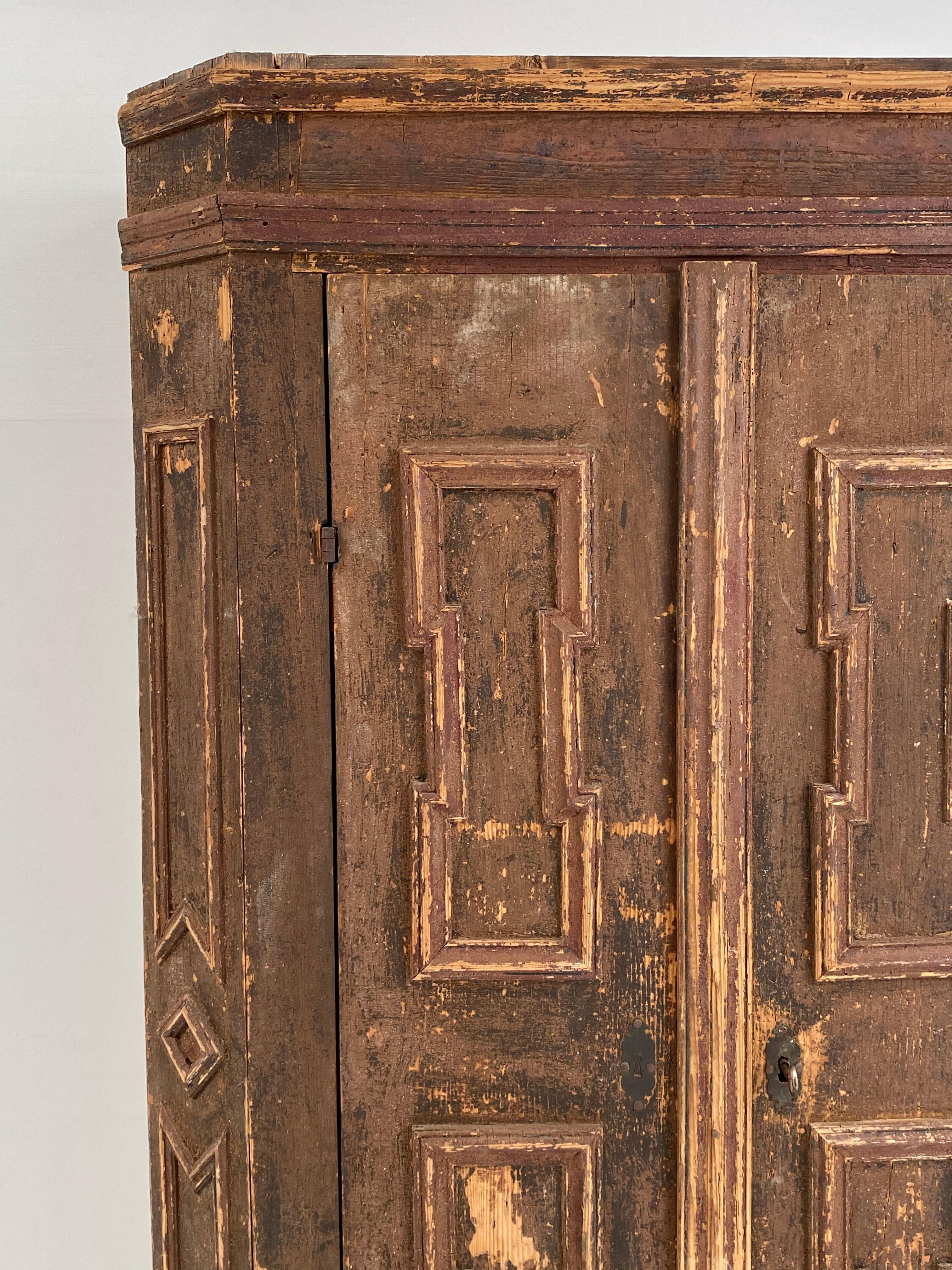 19th Century Swiss Cupboard, Patinated For Sale