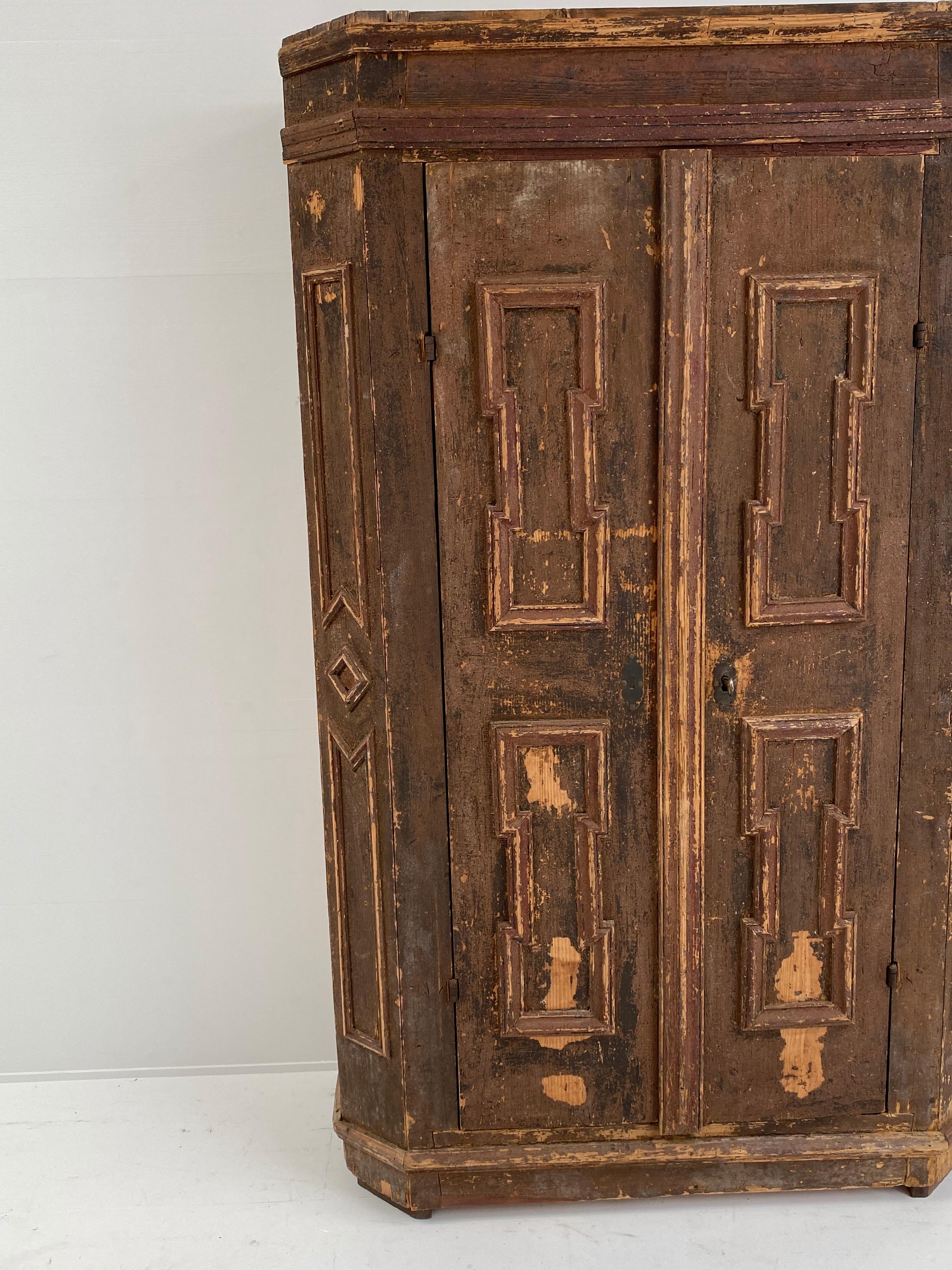 Pine Swiss Cupboard, Patinated For Sale