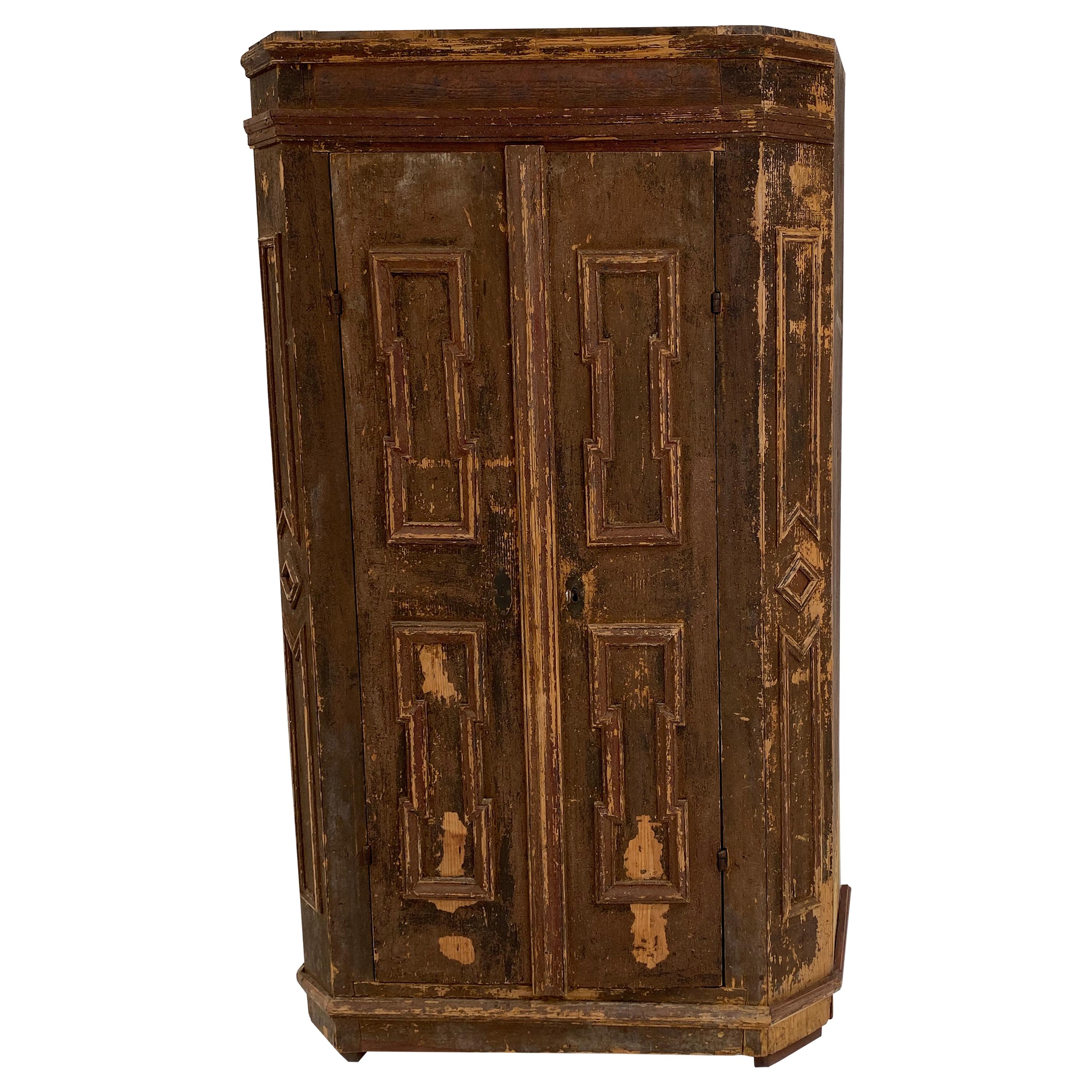 Swiss Cupboard, Patinated For Sale