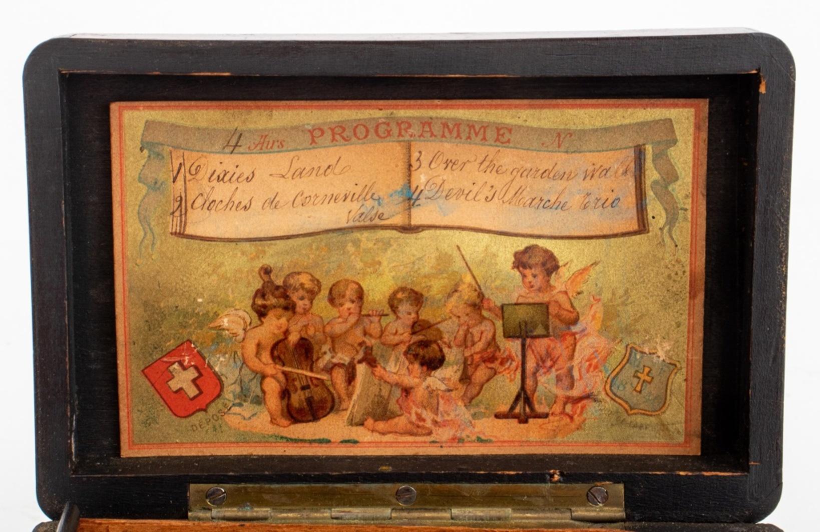 American Classical Swiss Cylinder Music Box, 19th C For Sale