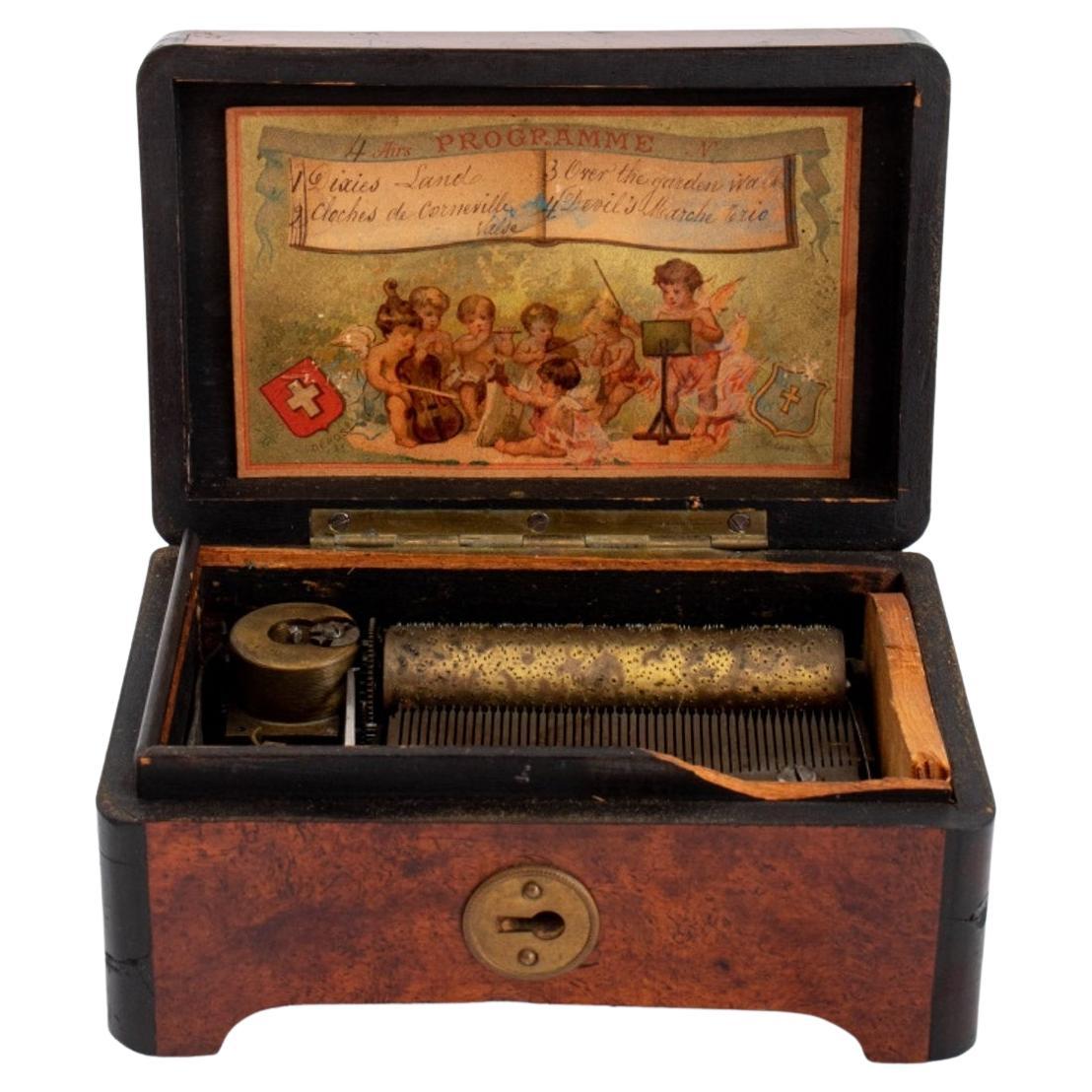 Swiss Cylinder Music Box, 19th C For Sale