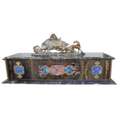 Swiss Cylinder Music Box on Marble and Bronze Case
