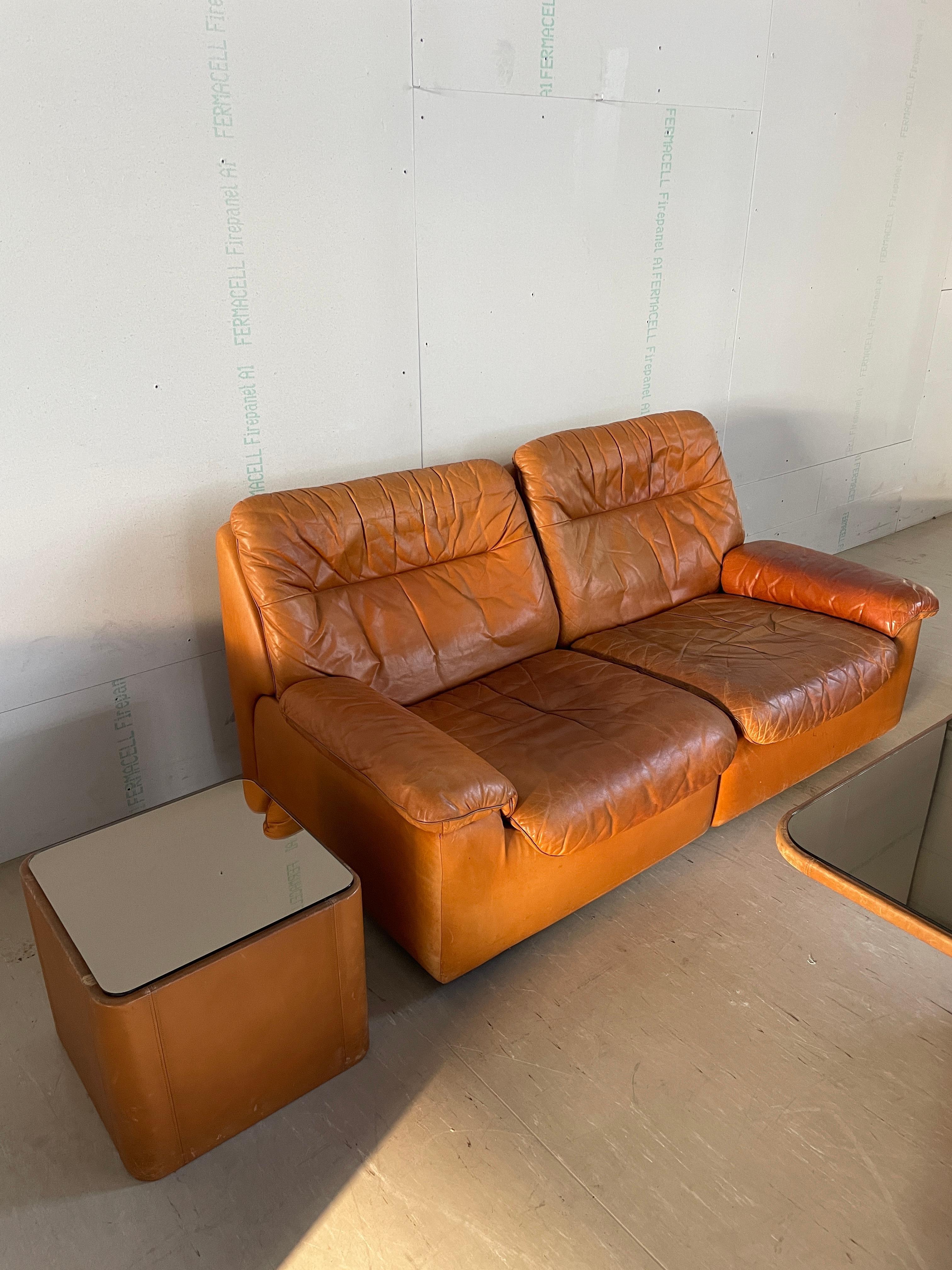Sofá suizo DeSede DS-66 de cuero de los años 70 en venta 7