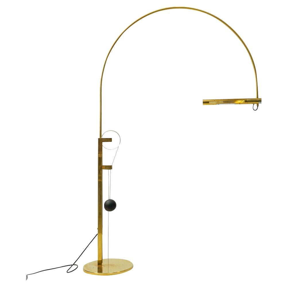 Swiss Design Clasic Brass Halo Mobile Floor Lamp, Baltensweiler, 1980s For Sale