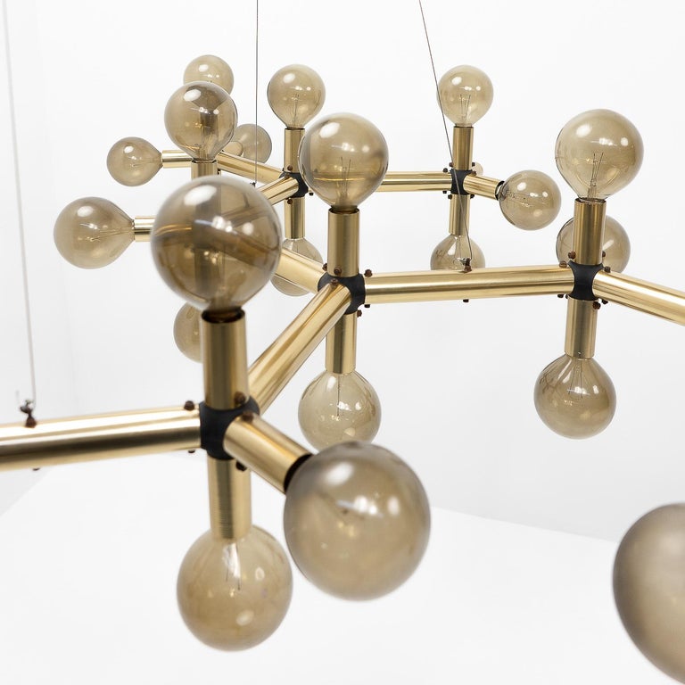 Mid-Century Modern Swiss Design Classic Atomic Chandelier by Haussmann for Swisslamps Int, 1960s For Sale
