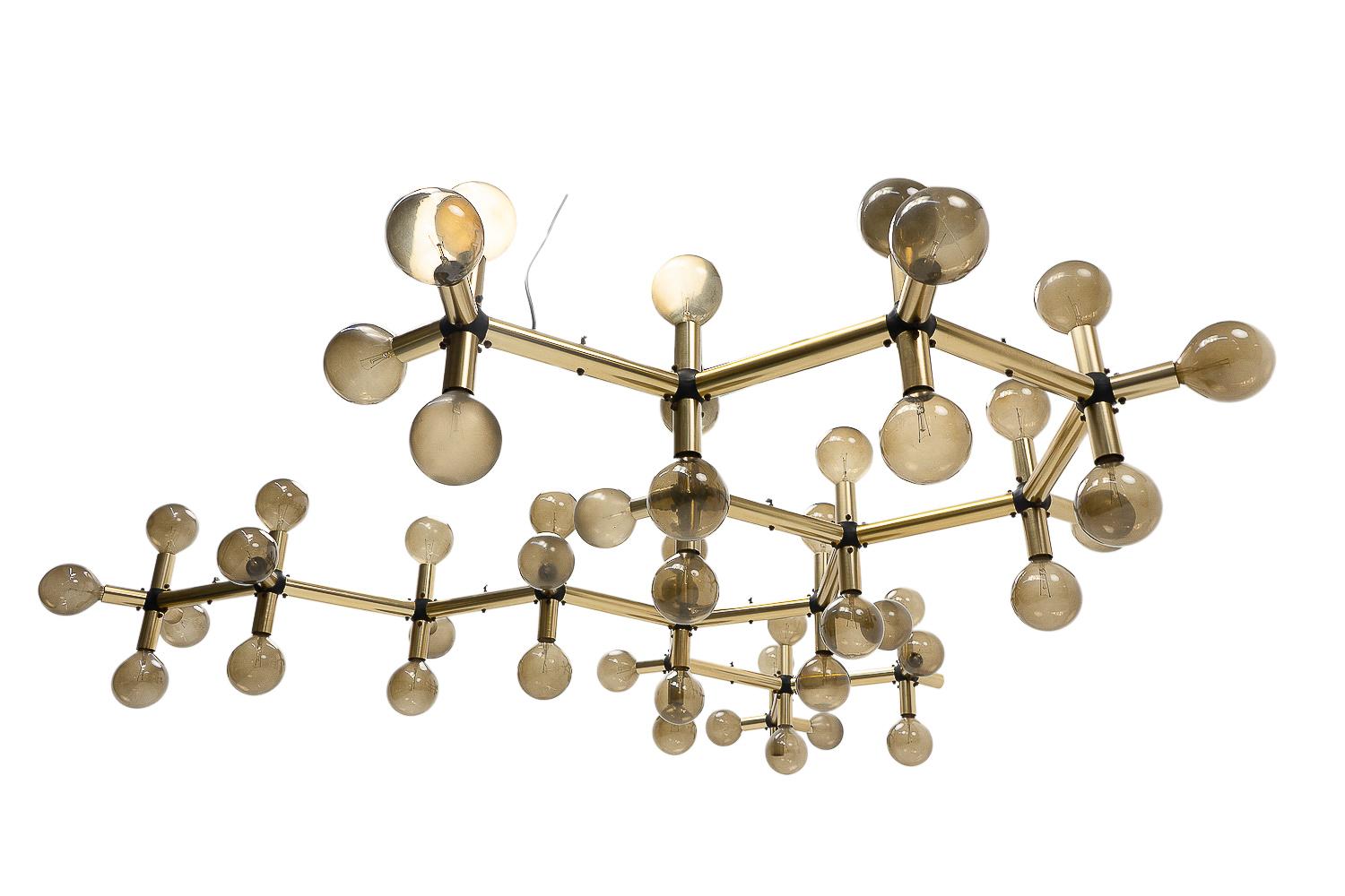 Aluminum Swiss Design Classic Atomic Chandelier by Haussmann for Swisslamps Int, 1960s For Sale