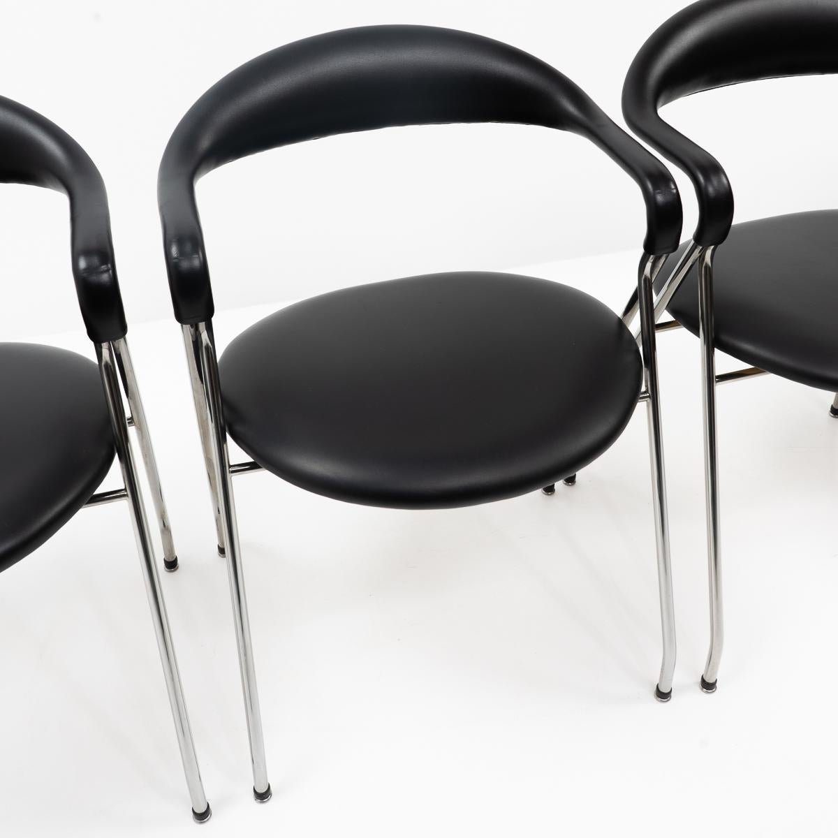 Metal Swiss Design Classic Hans Eichenberger Saffa Chairs, Set of Four, 1980s For Sale