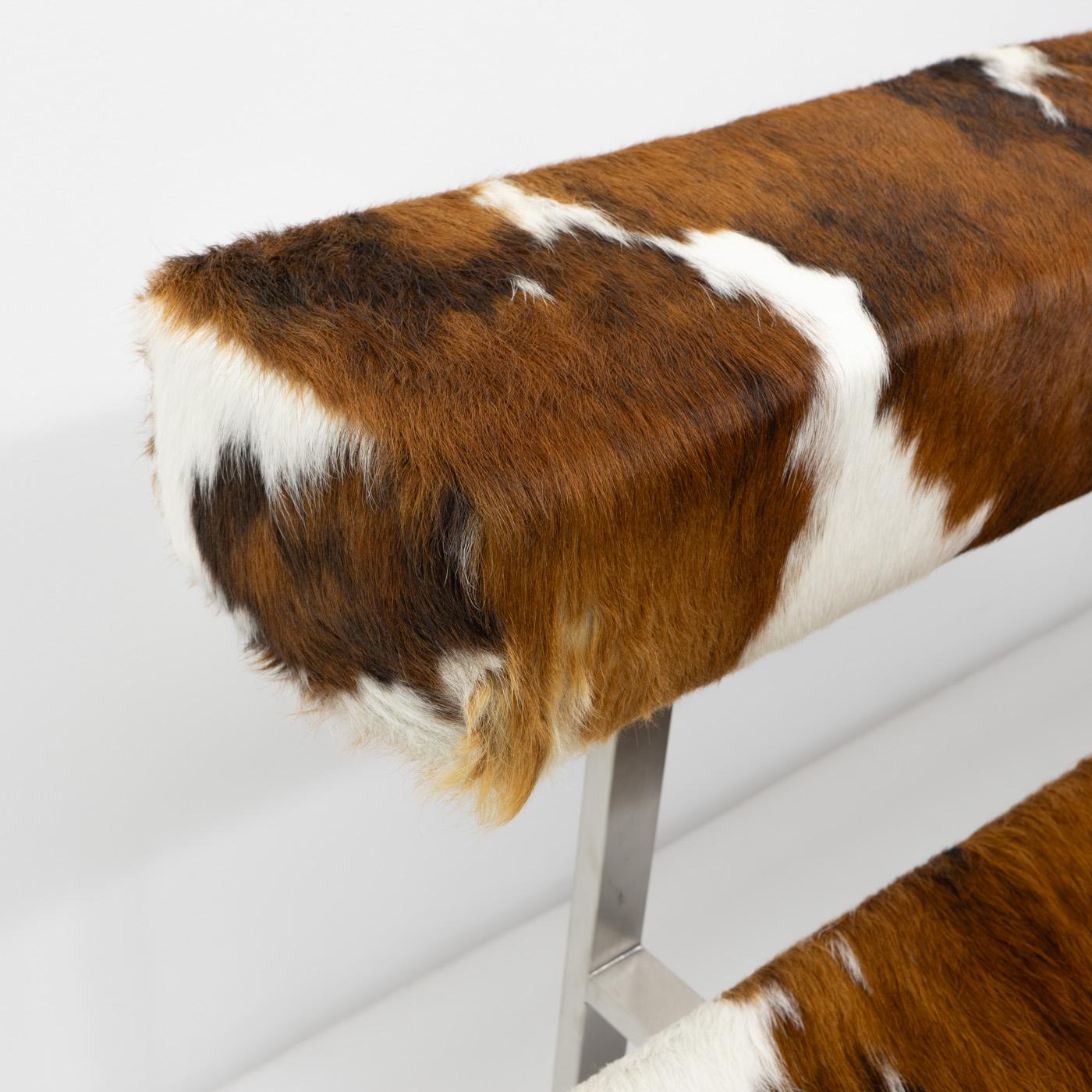Swiss Design Permesso Bench in cowhide, by Girsberger - 2000s For Sale 4