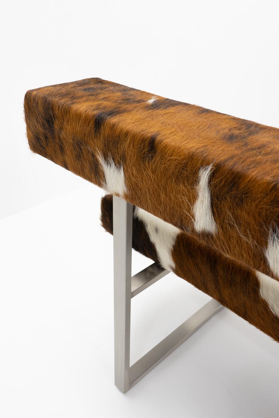 Swiss Design Permesso Bench in cowhide, by Girsberger - 2000s For Sale 6