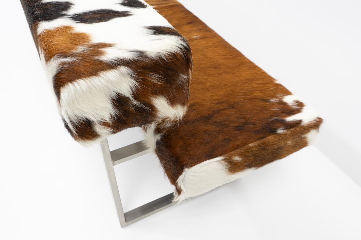 Swiss Design Permesso Bench in cowhide, by Girsberger - 2000s For Sale 7