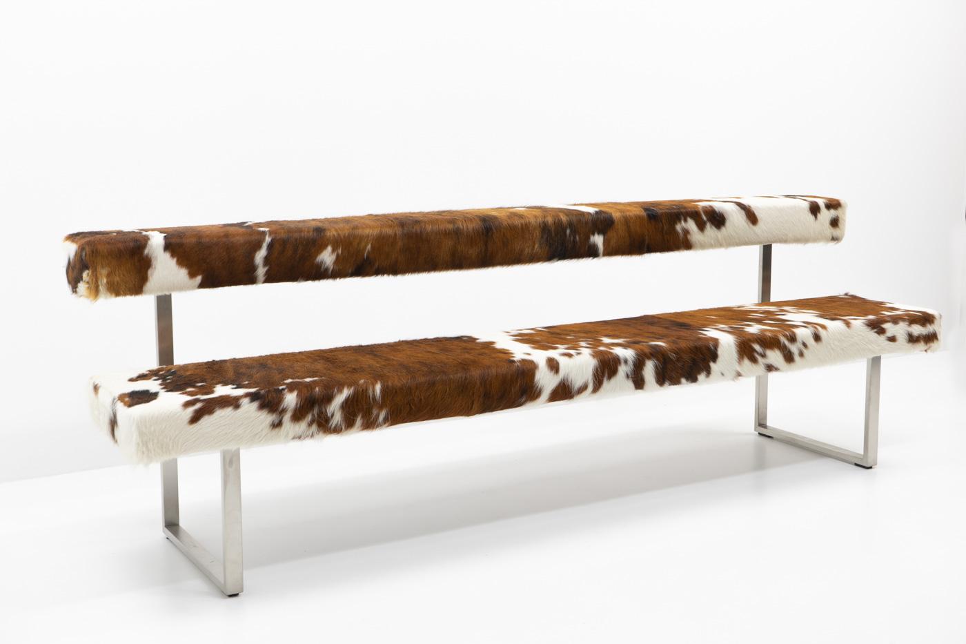 Swiss Design Permesso Bench in cowhide, by Girsberger - 2000s In Good Condition For Sale In Renens, CH