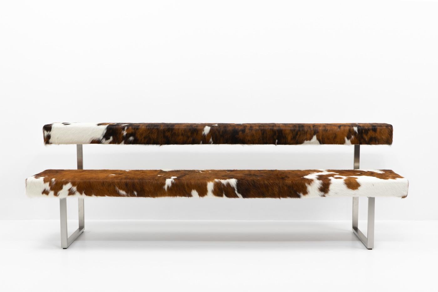 Contemporary Swiss Design Permesso Bench in cowhide, by Girsberger - 2000s For Sale