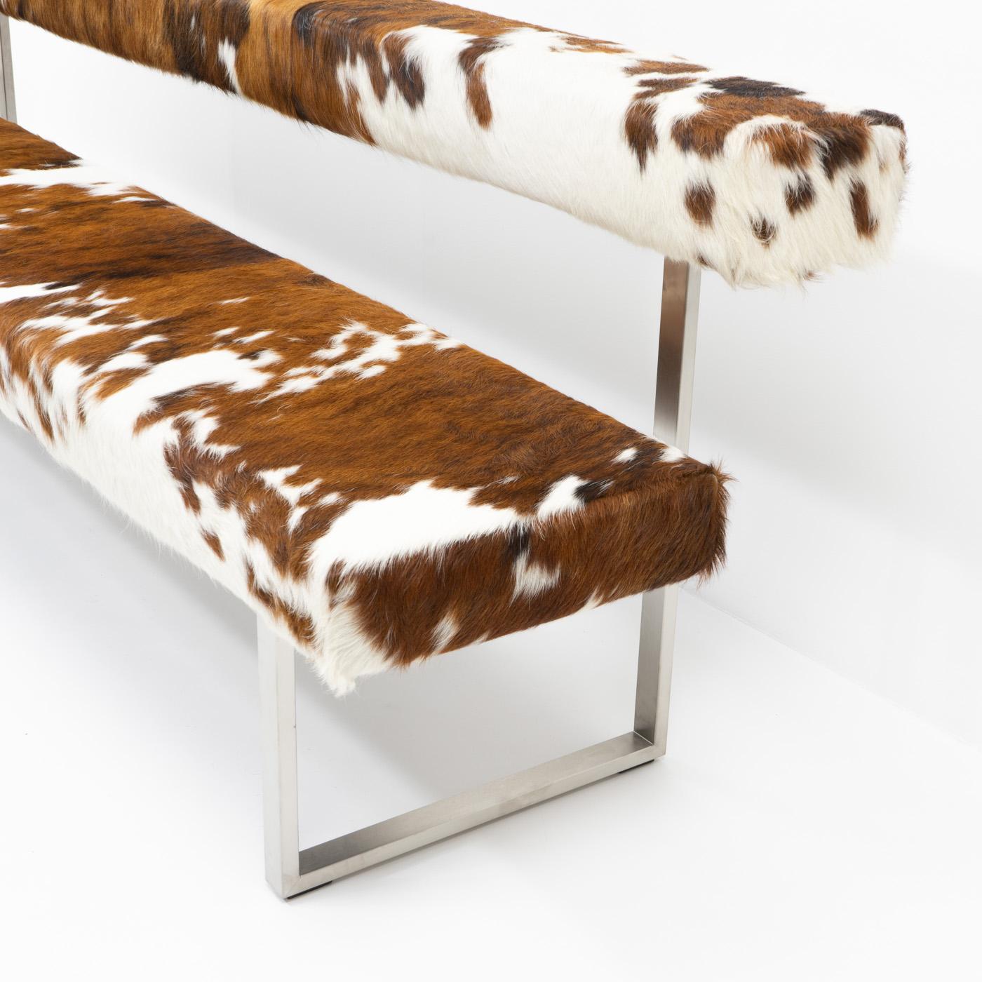 Swiss Design Permesso Bench in cowhide, by Girsberger - 2000s For Sale 1