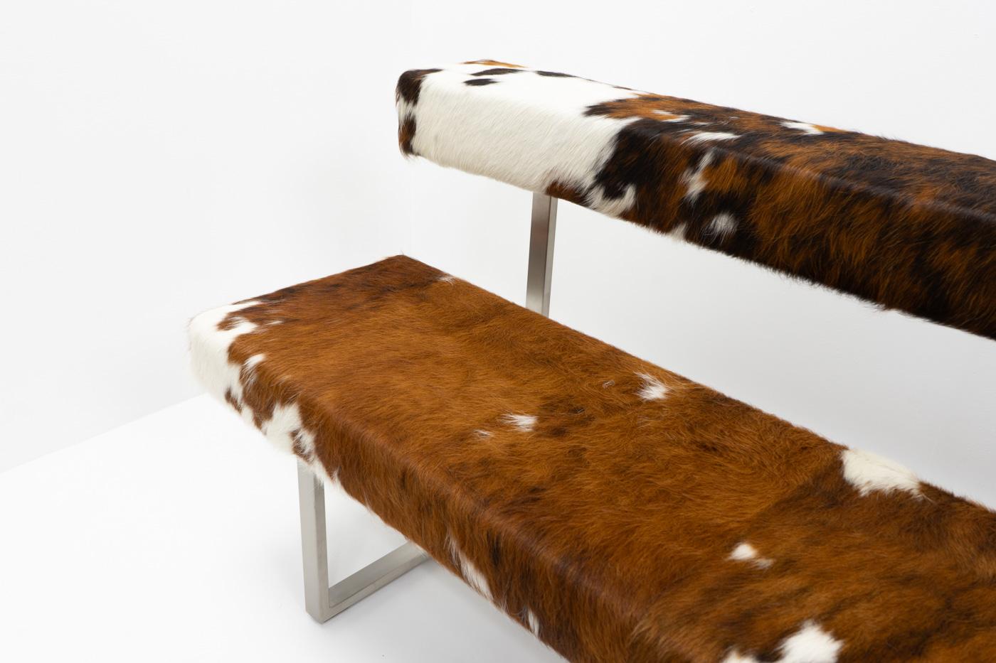 Swiss Design Permesso Bench in cowhide, by Girsberger - 2000s For Sale 3