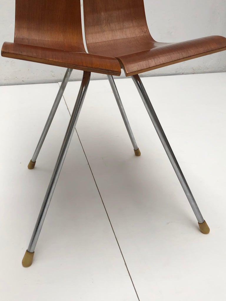 Swiss Design Set of 4 Hans Bellmann 'GA' Dining Chairs for Horgen Glarus 1955 For Sale 8