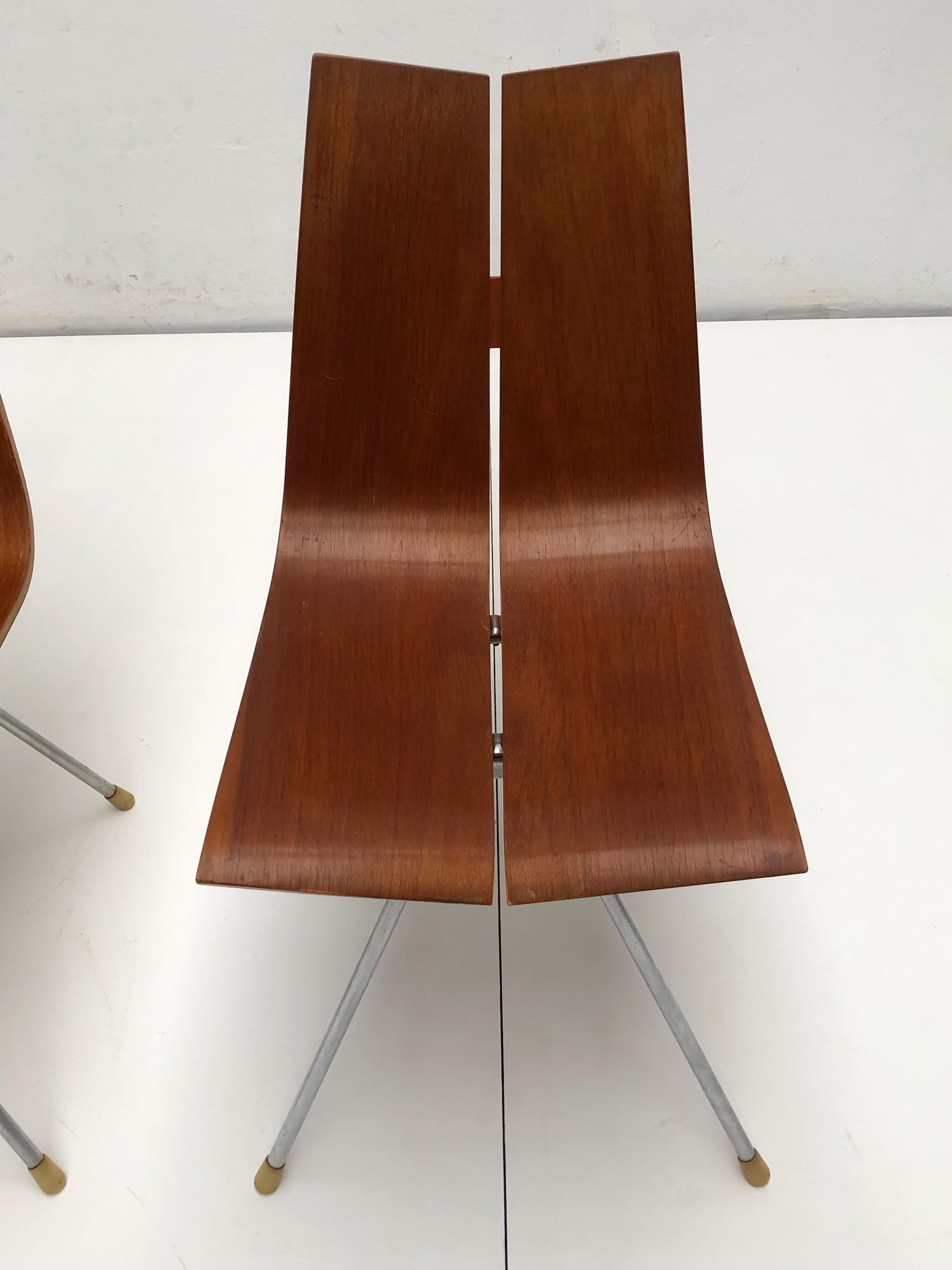 Mid-20th Century Swiss Design Set of 4 Hans Bellmann 'GA' Dining Chairs for Horgen Glarus 1955 For Sale