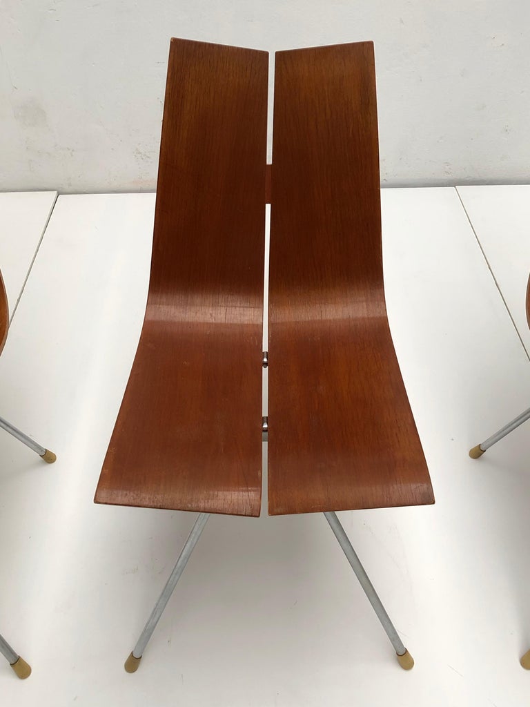 Swiss Design Set of 4 Hans Bellmann 'GA' Dining Chairs for Horgen Glarus 1955 For Sale 2