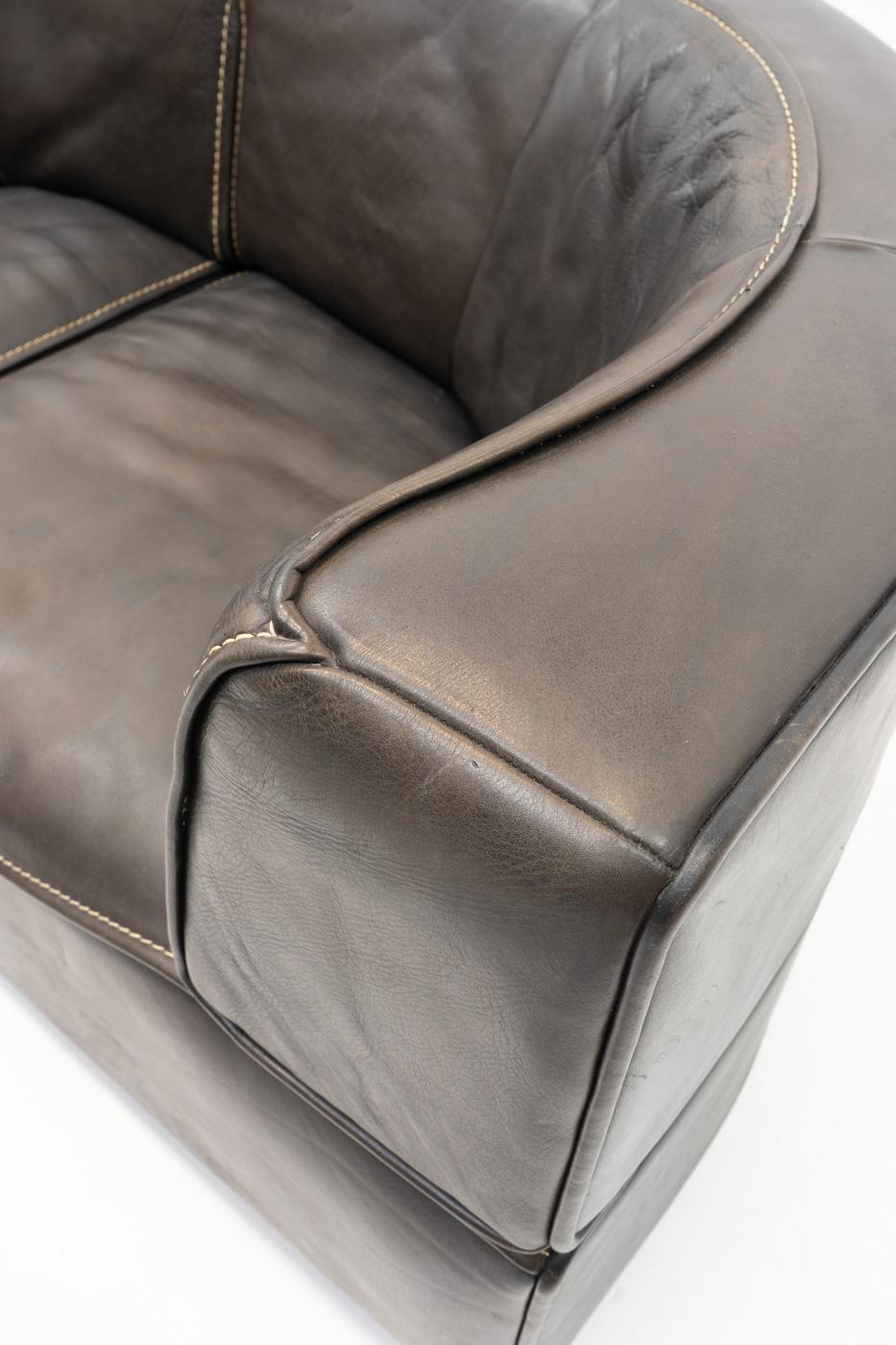 Leather Swiss Design Vintage De Sede DS-15 Settee, 1970s For Sale