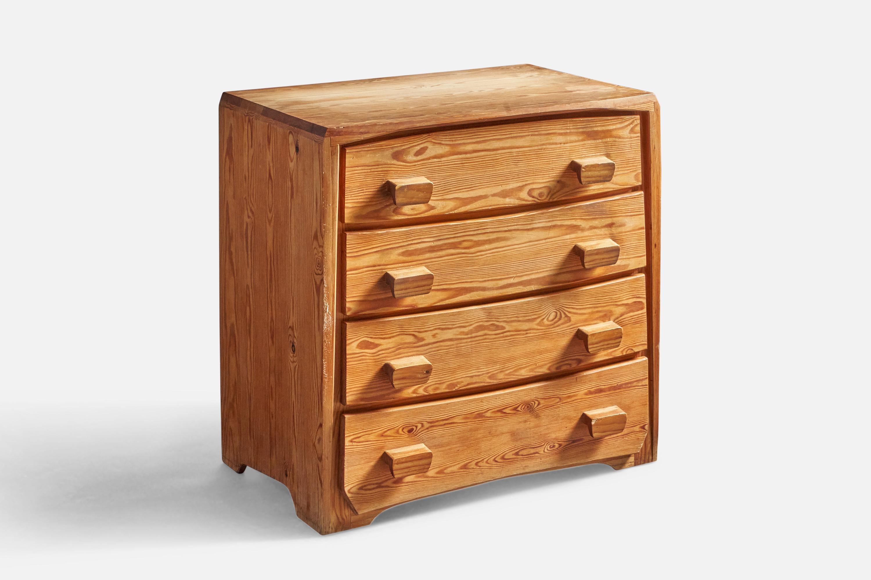 A pine dresser or chest of drawers, designed and produced in Switzerland, c. 1930s.