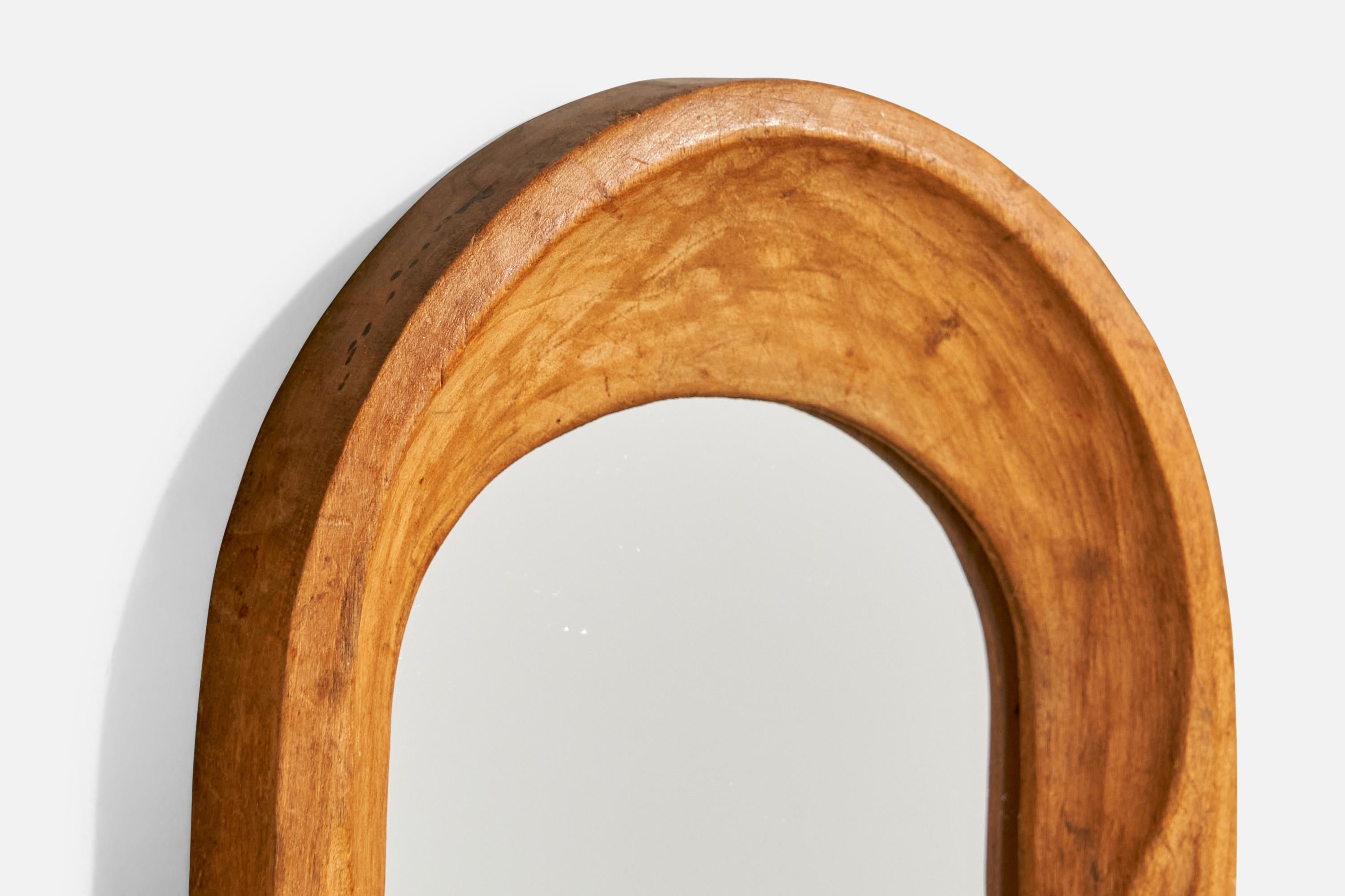 Milieu du XXe siècle Designer suisse, petit miroir, bois, Suisse, années 1930 en vente