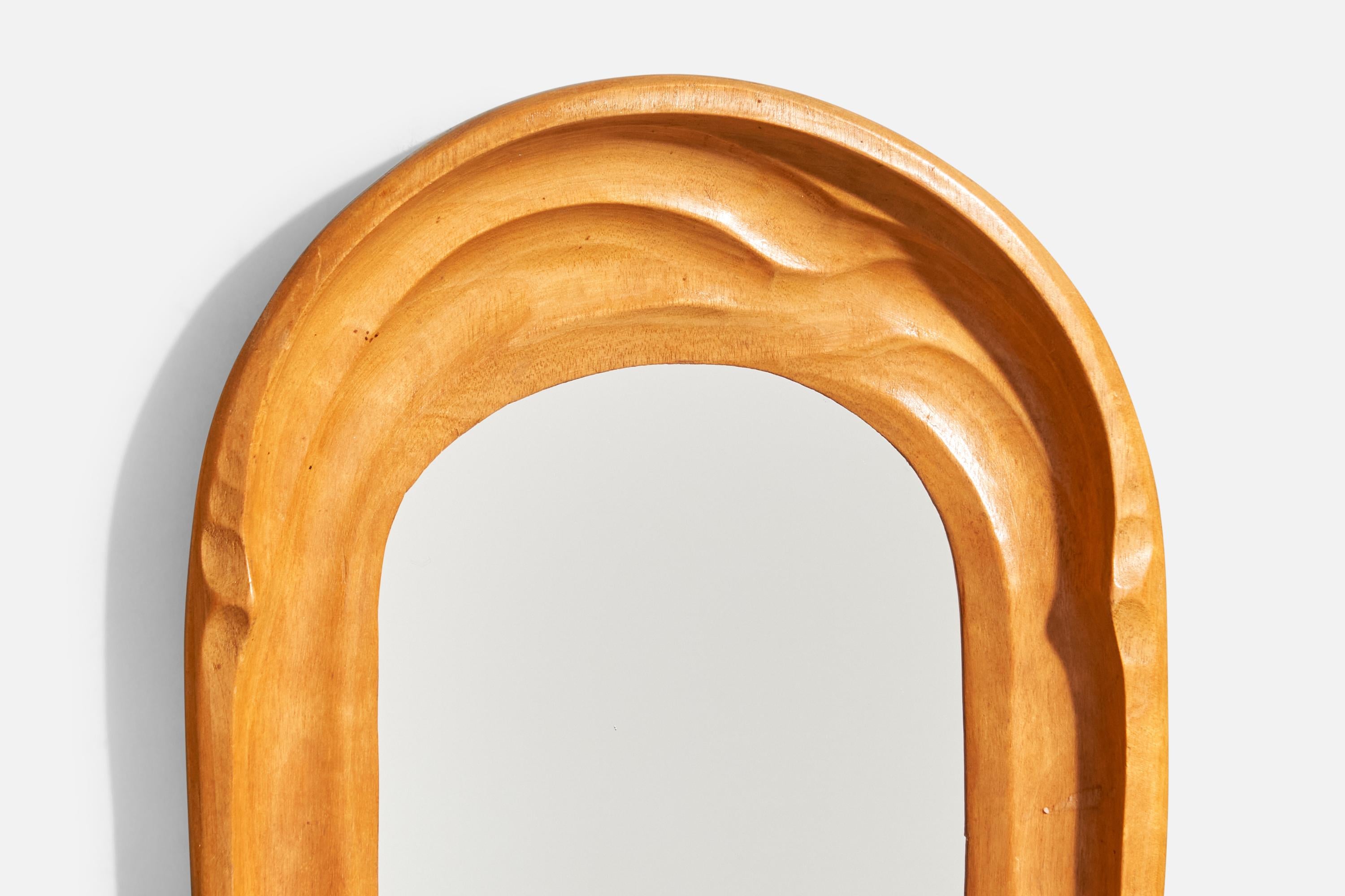Schweizer Designer, Kleiner Spiegel, Holz, Schweiz, 1930er Jahre (Mitte des 20. Jahrhunderts) im Angebot
