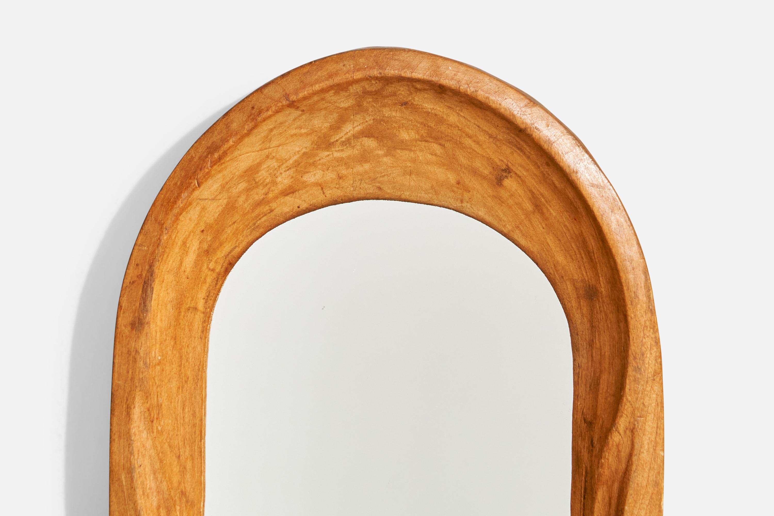 Bois Designer suisse, petit miroir, bois, Suisse, années 1930 en vente