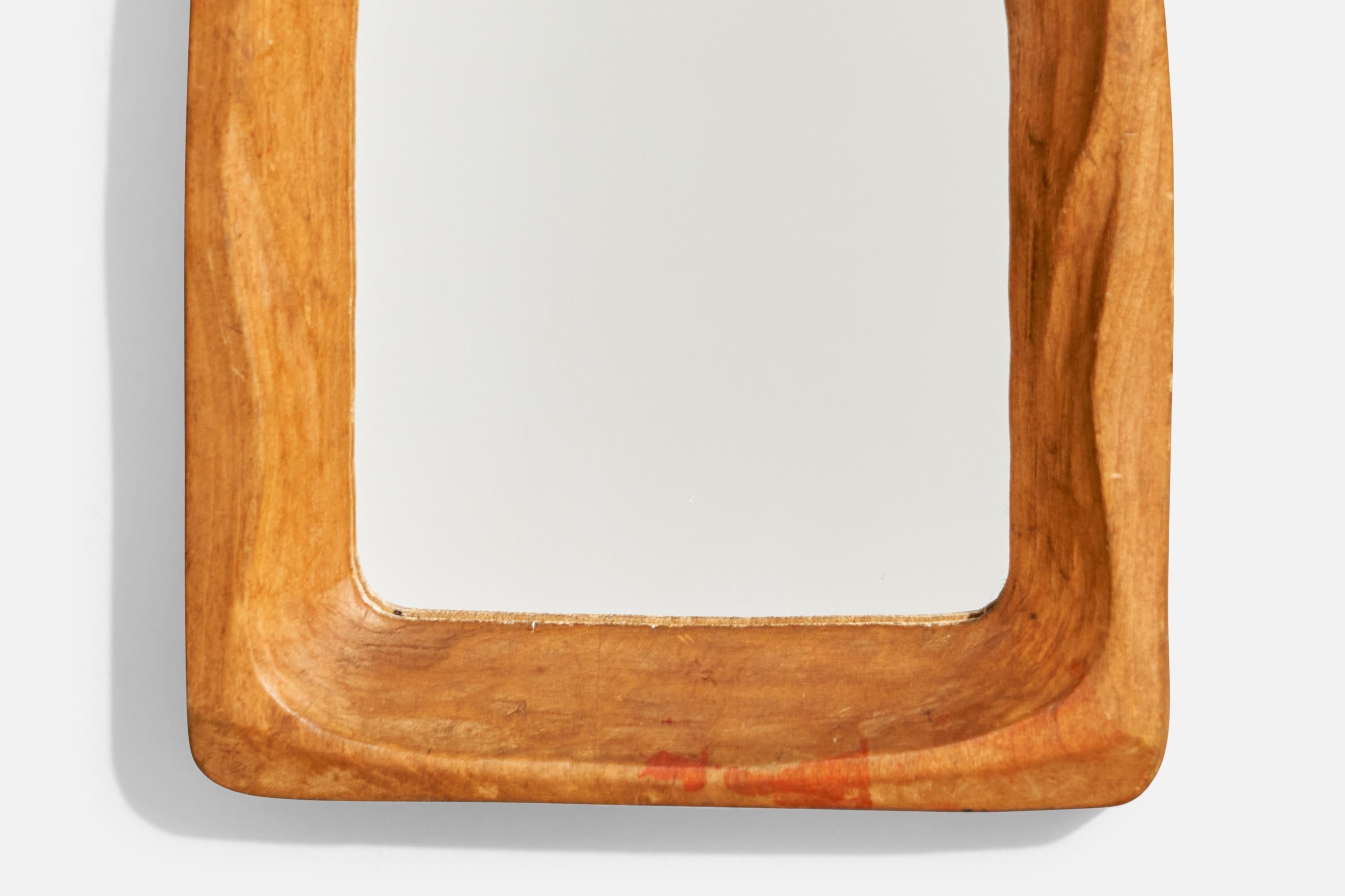 Designer suisse, petit miroir, bois, Suisse, années 1930 en vente 1