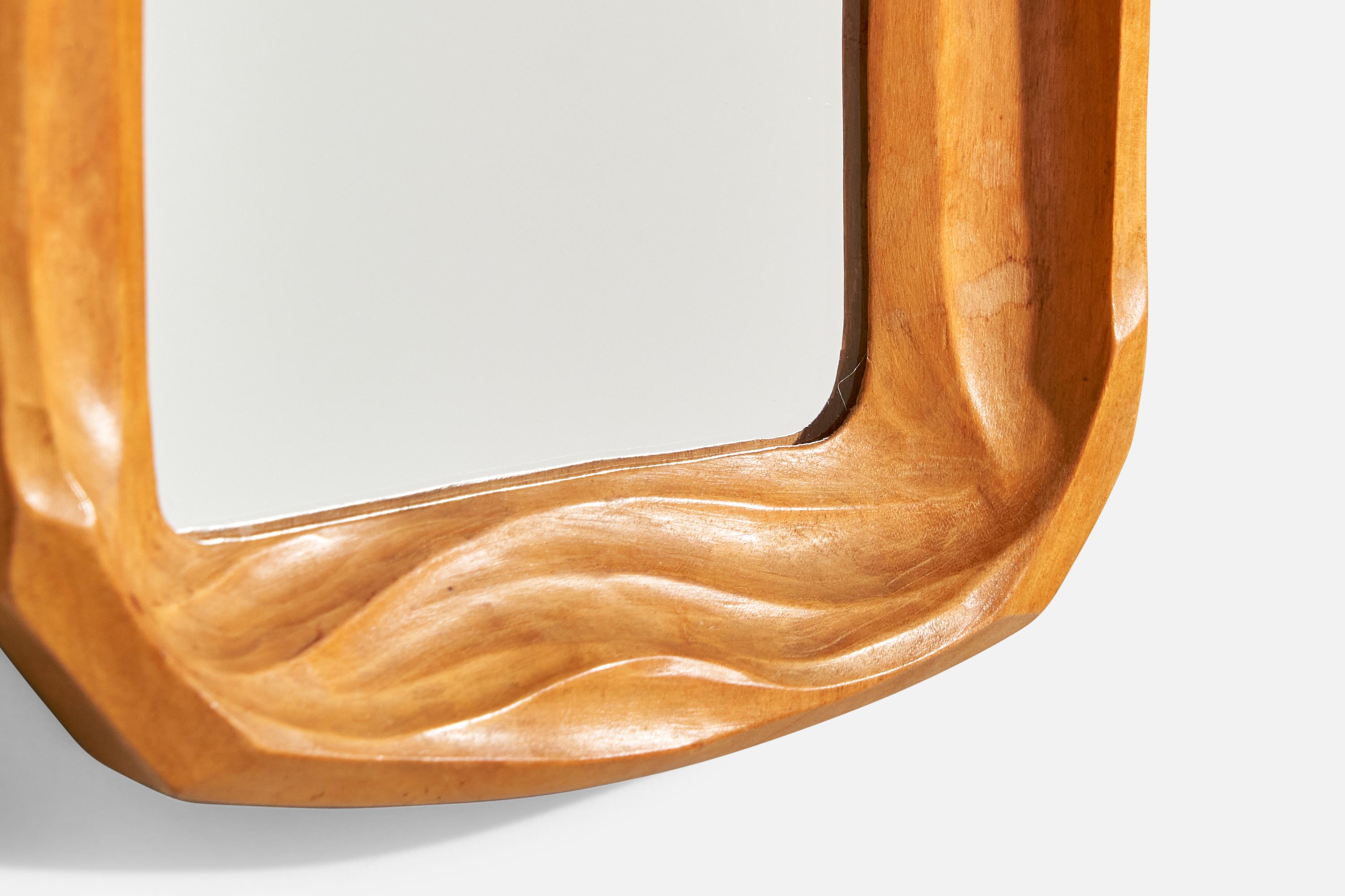 Schweizer Designer, Kleiner Spiegel, Holz, Schweiz, 1930er Jahre im Angebot 2