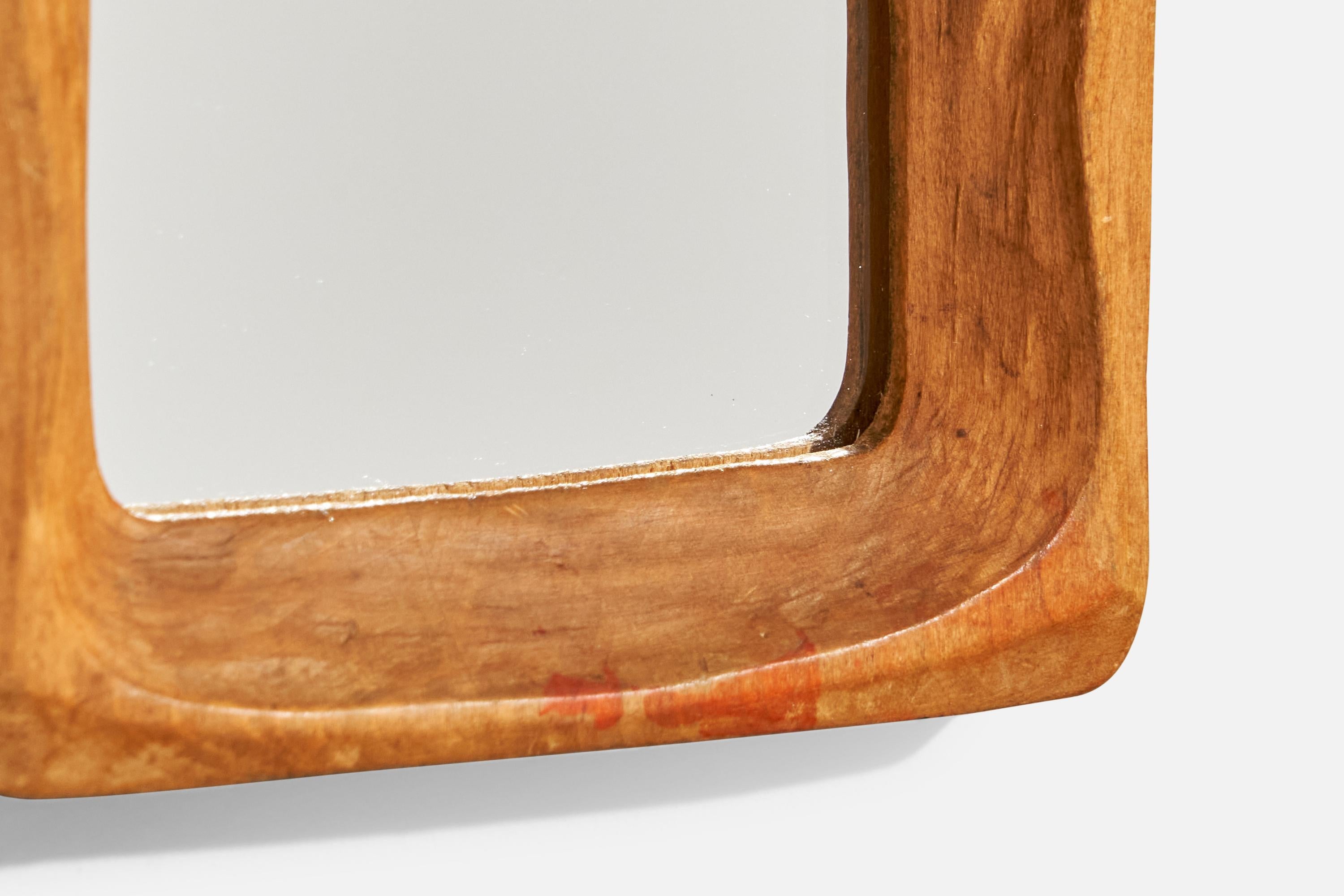 Designer suisse, petit miroir, bois, Suisse, années 1930 en vente 2