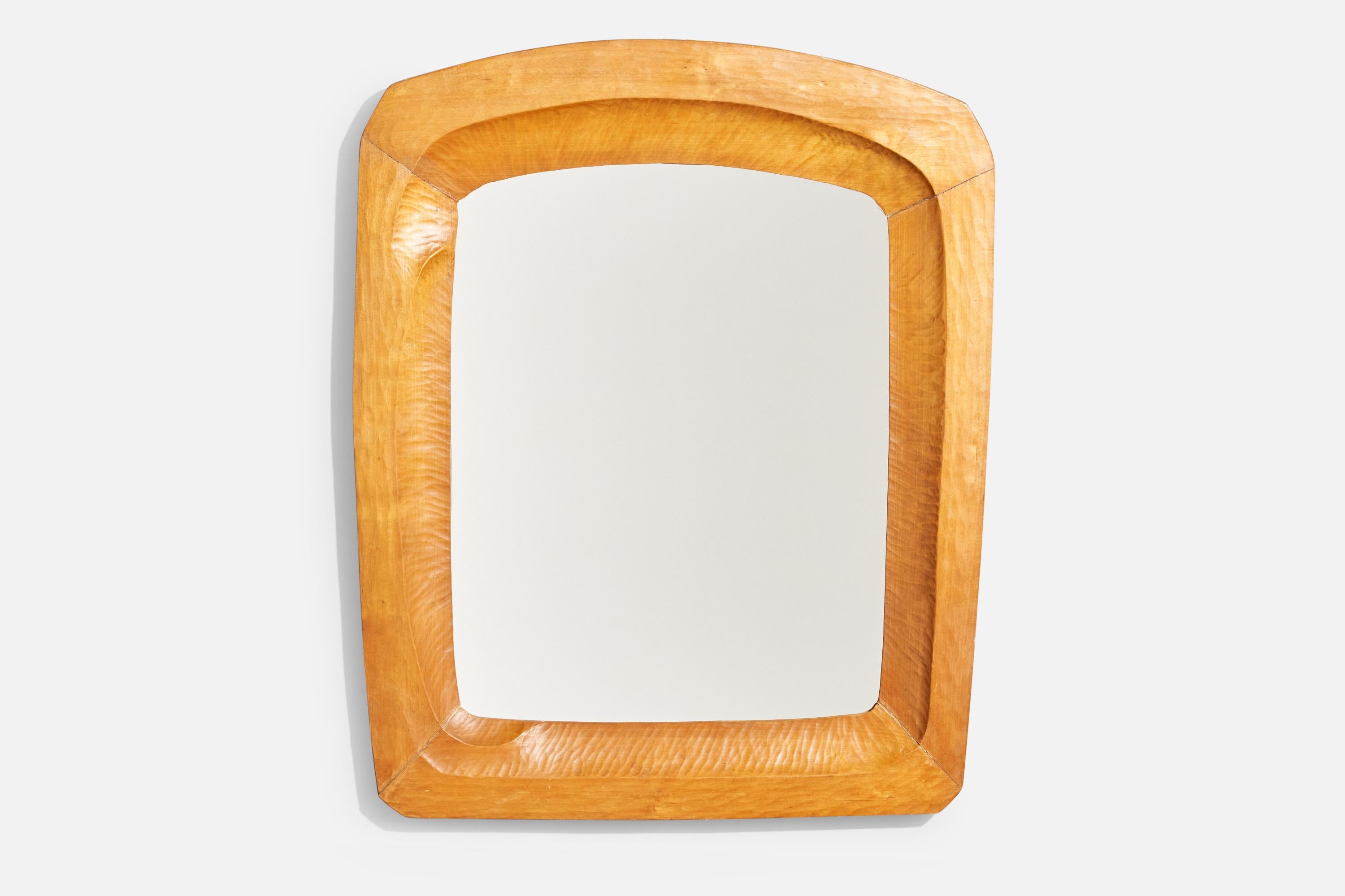 Miroir mural en bois de l'école Dornash, sculpté à la main, conçu et fabriqué en Suisse, vers les années 1930.

Dimensions : 24.5