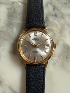 Swiss Emperor, 34mm gold plated case with date function, art deco style, c1968