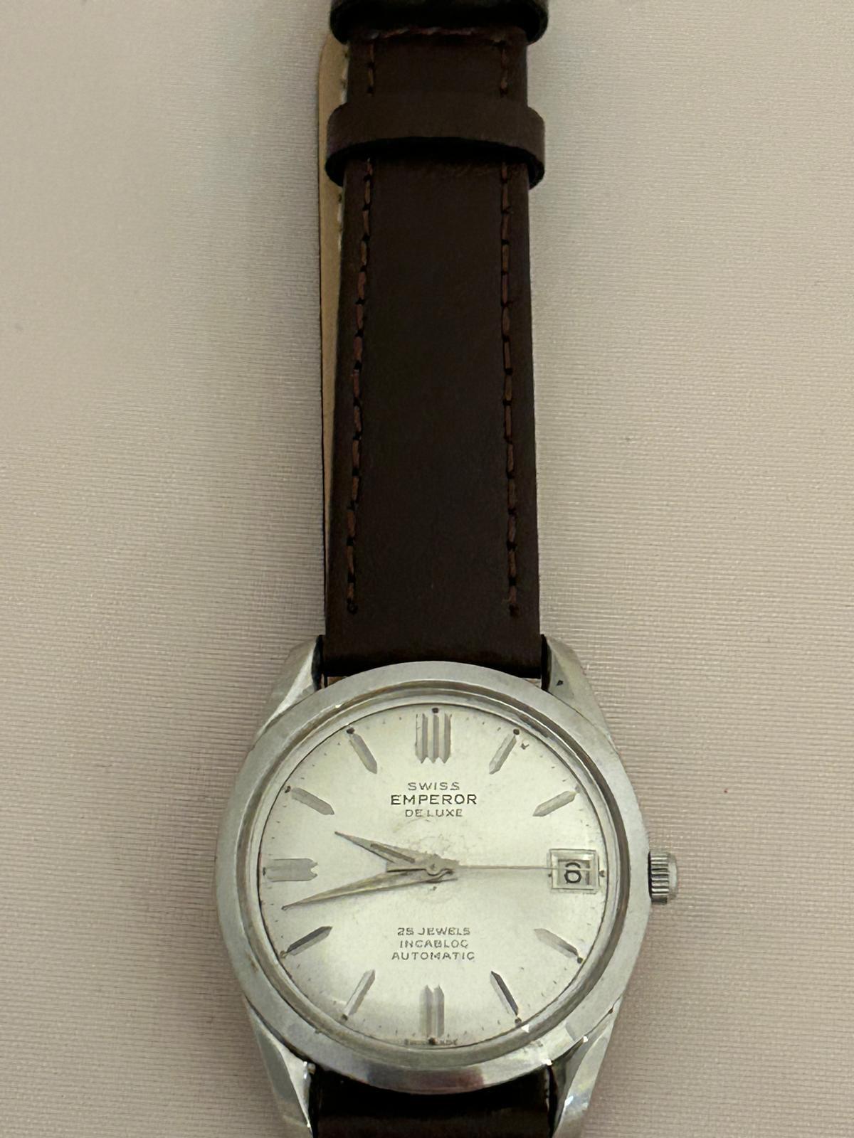 Swiss Emperor Deluxe, 23 Jewels Automatic Movement, Datumsfunktion, c1960'2. im Zustand „Gut“ im Angebot in Canterbury, England