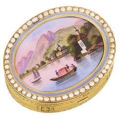 Swiss Enamel And Gold Musical Snuff Box