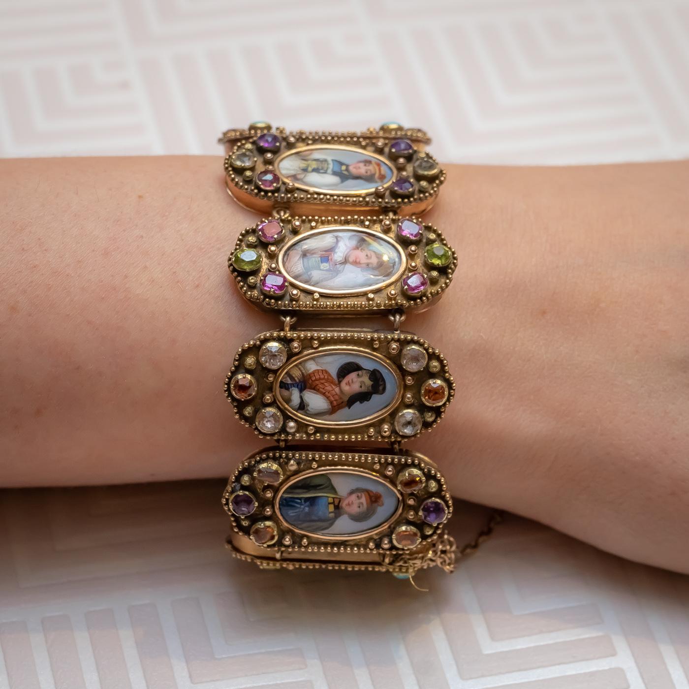Georgien Bracelet des cantons suisses en émail, vers 1835 en vente