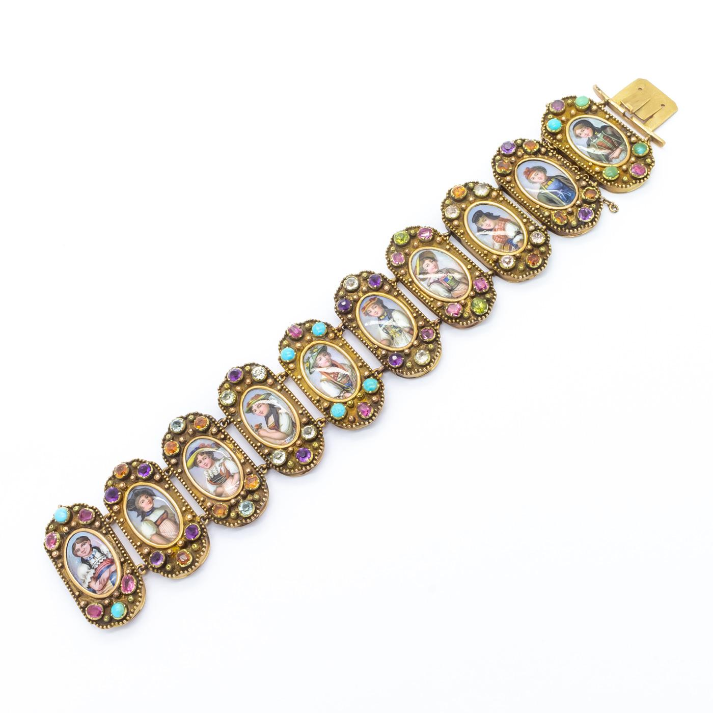 Bracelet des cantons suisses en émail, vers 1835 Pour femmes en vente