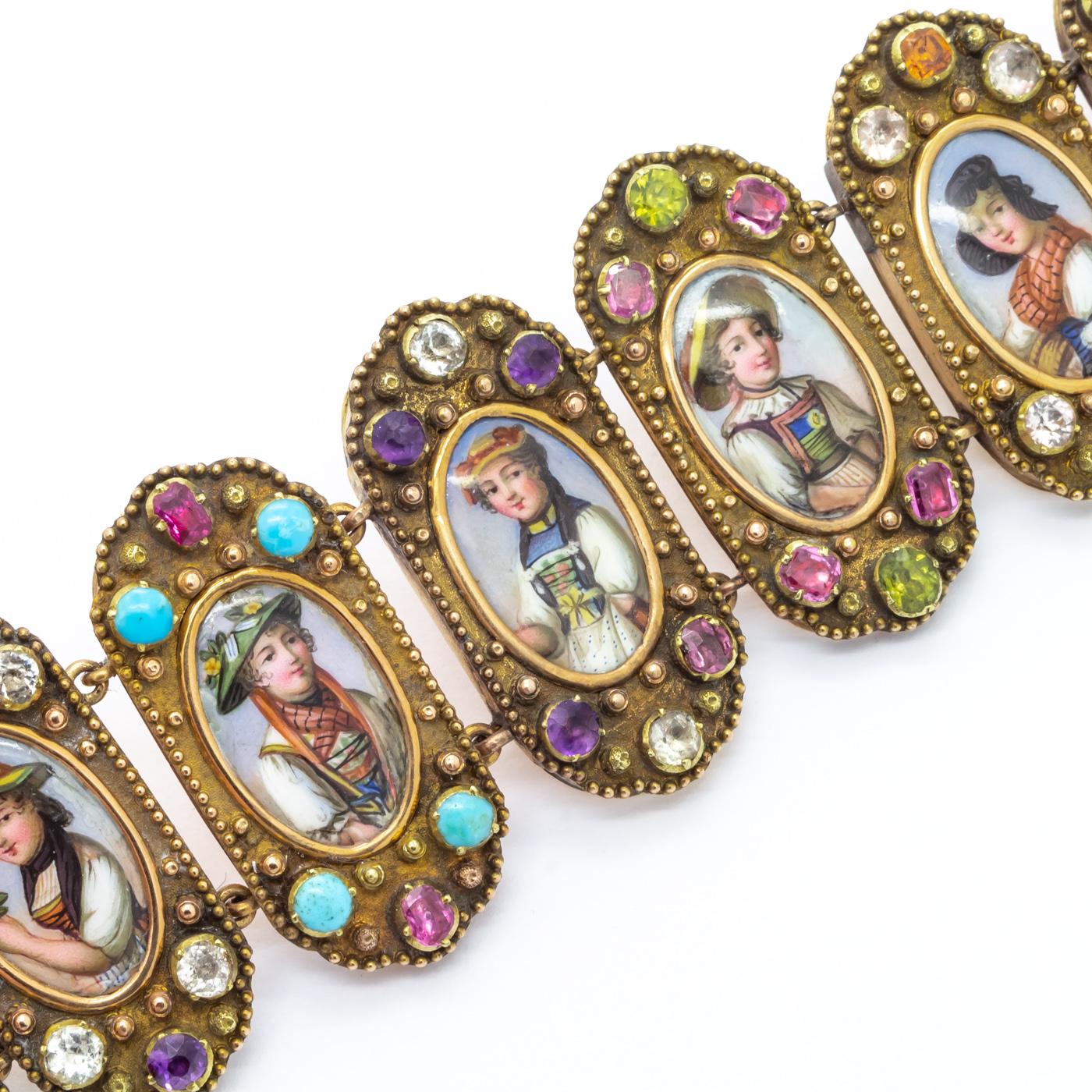 Bracelet des cantons suisses en émail, vers 1835 en vente 1