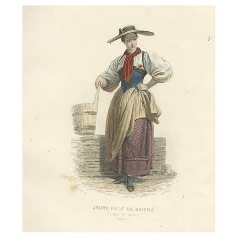 Swiss Girl – Brienz Canton Bern, Compte-Calix Hand-Colored Print 1853