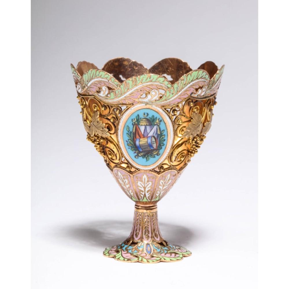 Swiss Gold and Enamel Zarf for the Turkish Market, circa 1840 In Good Condition In New York, NY