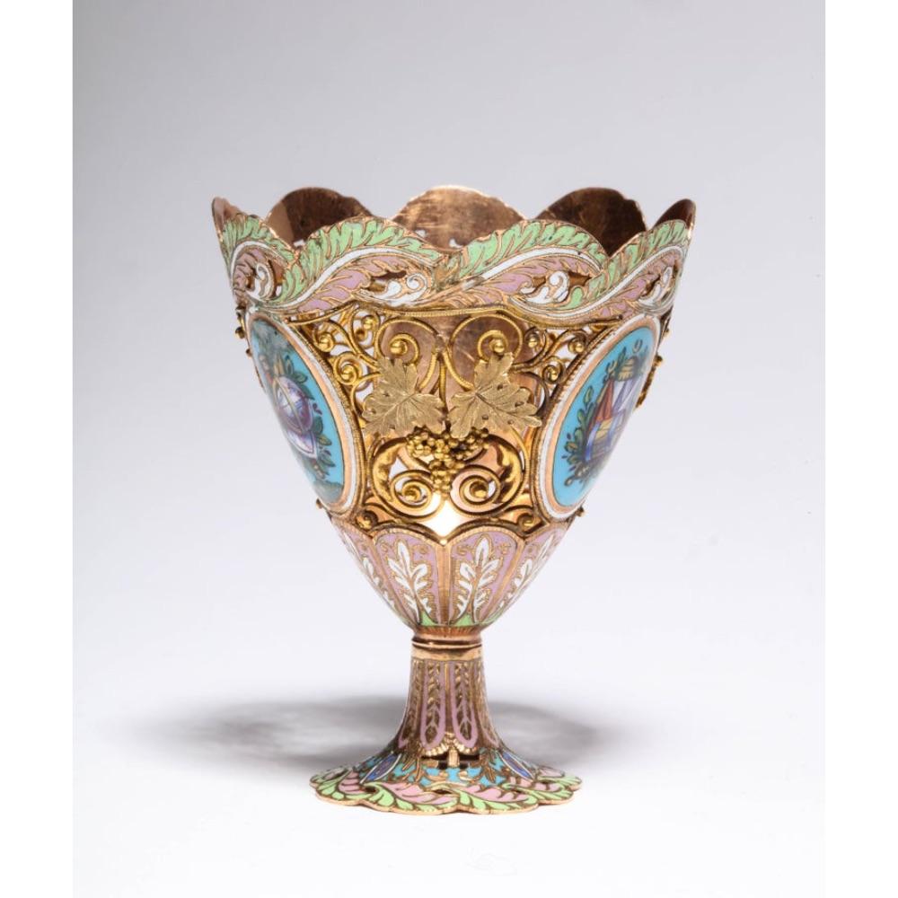 Women's or Men's Swiss Gold and Enamel Zarf for the Turkish Market, circa 1840