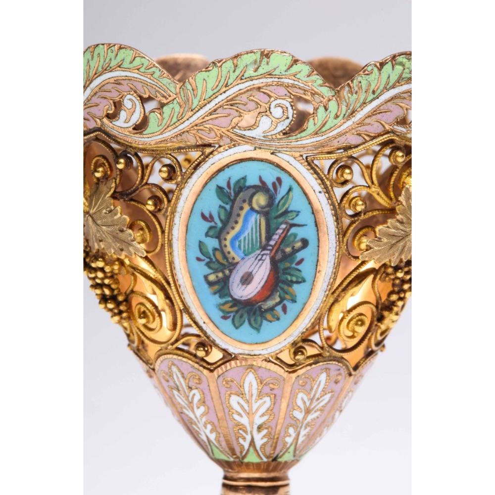 Swiss Gold and Enamel Zarf for the Turkish Market, circa 1840 2