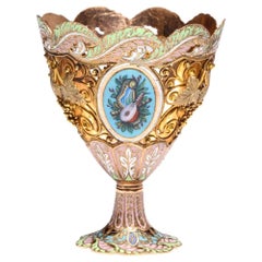 Antique Swiss Gold and Enamel Zarf for the Turkish Market, circa 1840