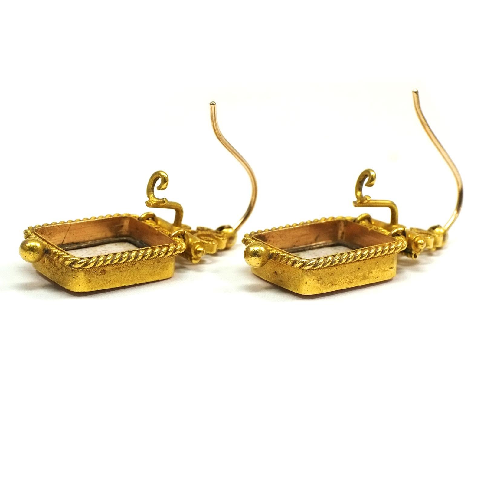 Swiss Gold Demi Parure Earrings and Brooch with Miniature Painting, circa 1870 4