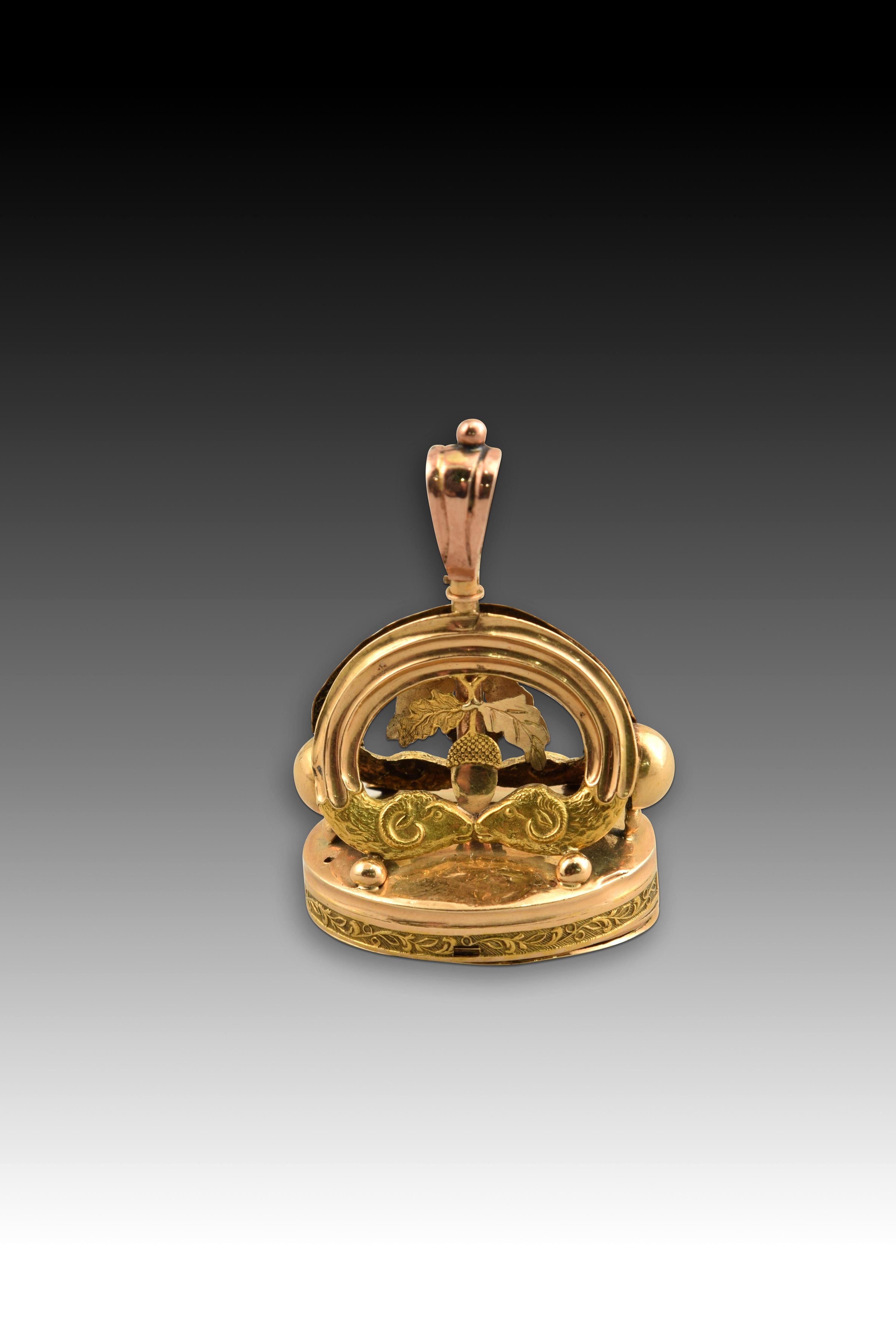 Schweizer Gold-Musikspieluhrsiegel, um 1820 (Europäisch) im Angebot