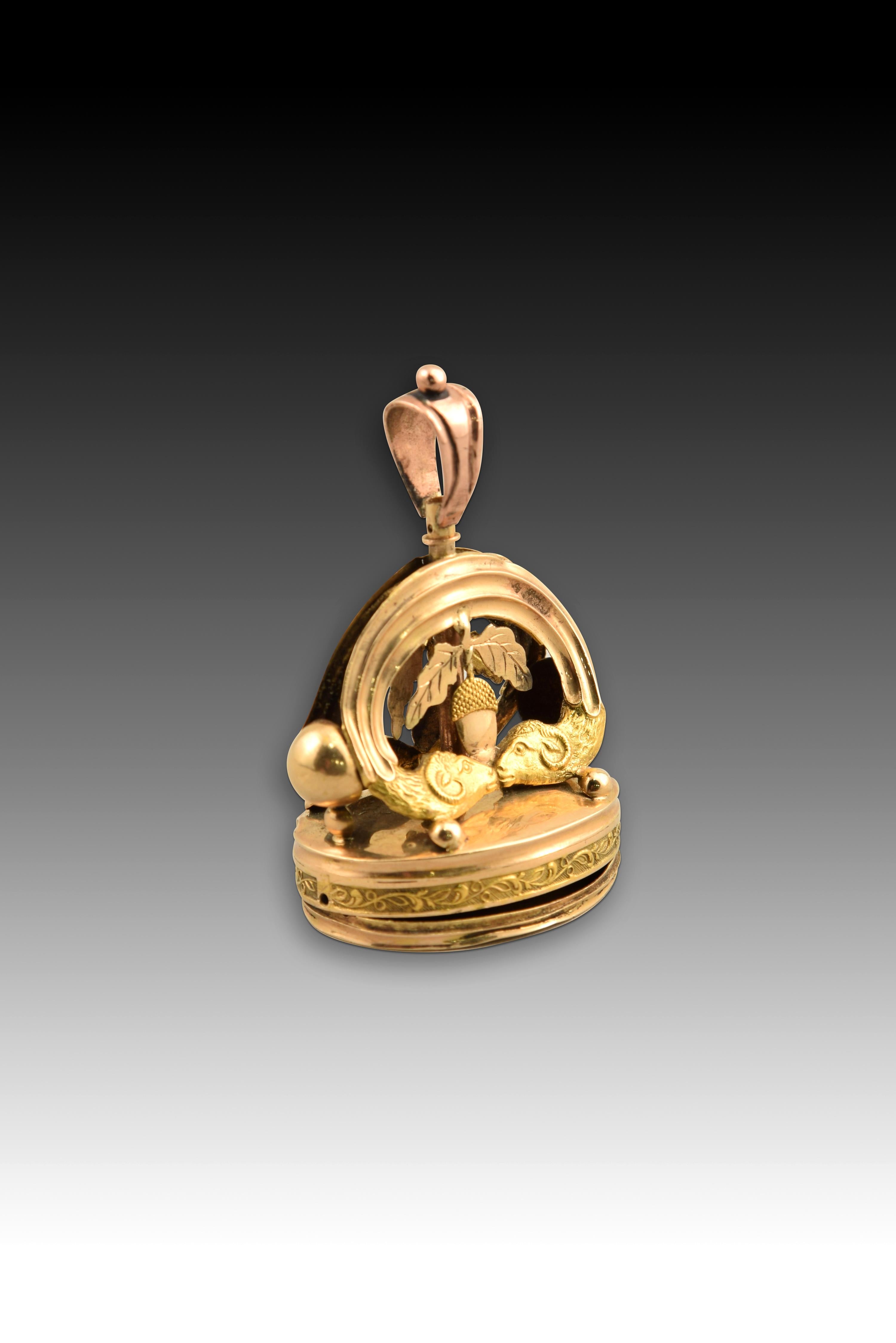 Swiss Gold Musical Fob Seal, Circa 1820 In Fair Condition In Madrid, ES