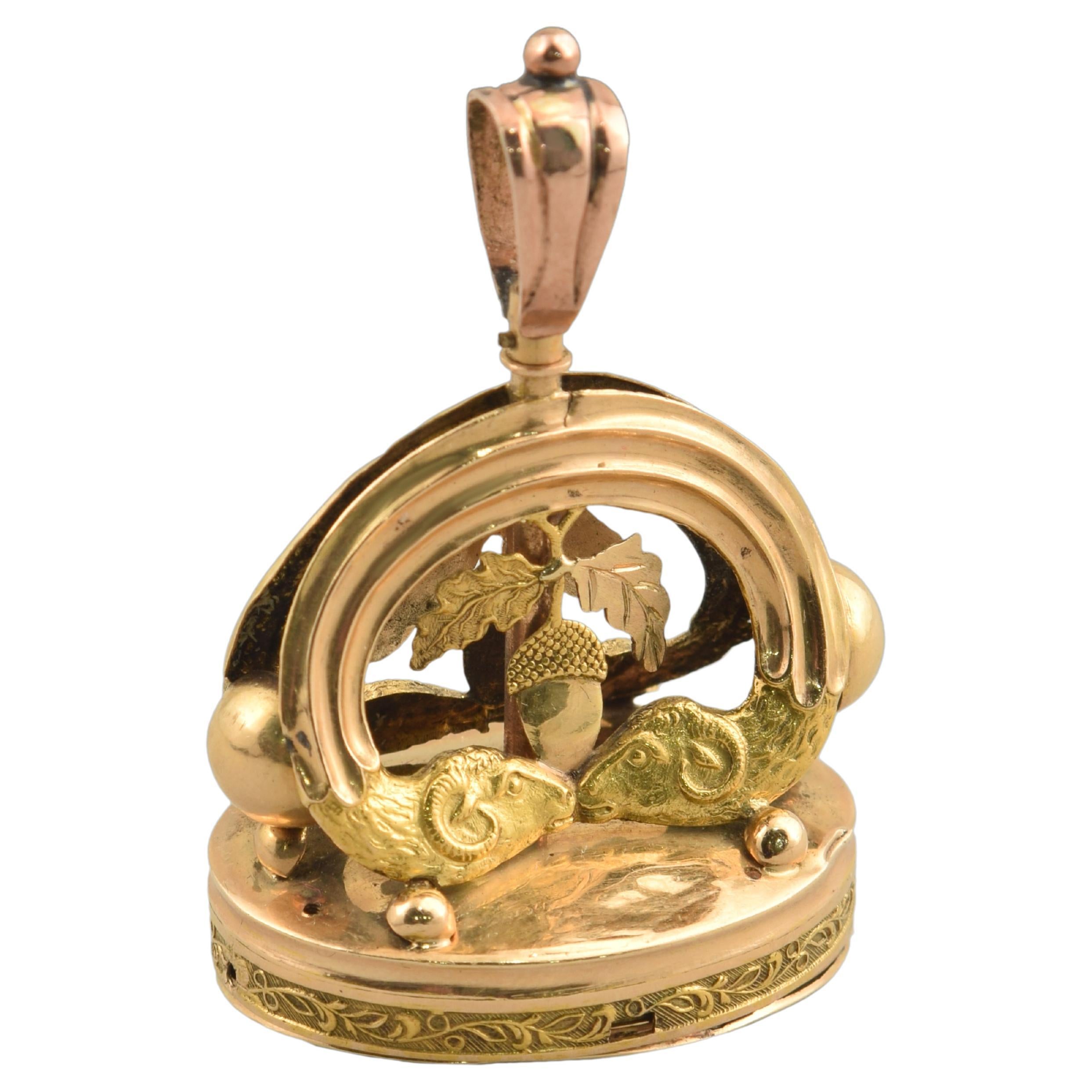 Swiss Gold Musical Fob Seal, Circa 1820 For Sale