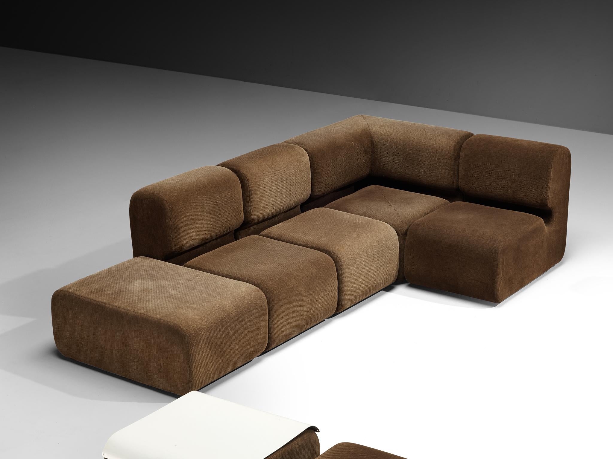 Sofá Modular Swiss Grand en Tela Marrón mediados del siglo XX en venta