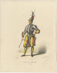 Swiss Guard in Cuirass: Handcolored Print of Ceremonial Armor, Plate 42, 1862