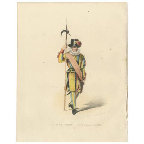 Swiss Guard in Petite Uniform: Handcolored Print, Plate 43, 1862