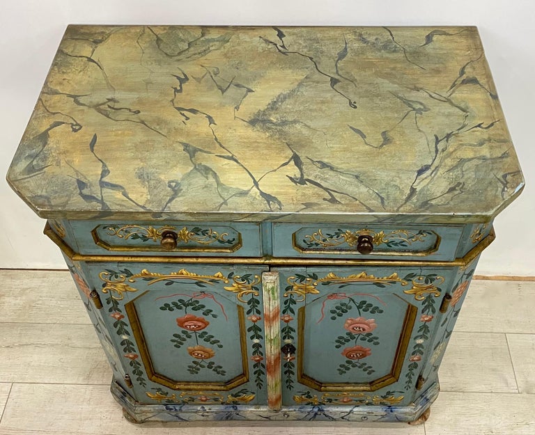 Hand Painted and Faux Marble Buffet Cabinet, Swiss or Swedish circa 1830 In Good Condition For Sale In San Francisco, CA